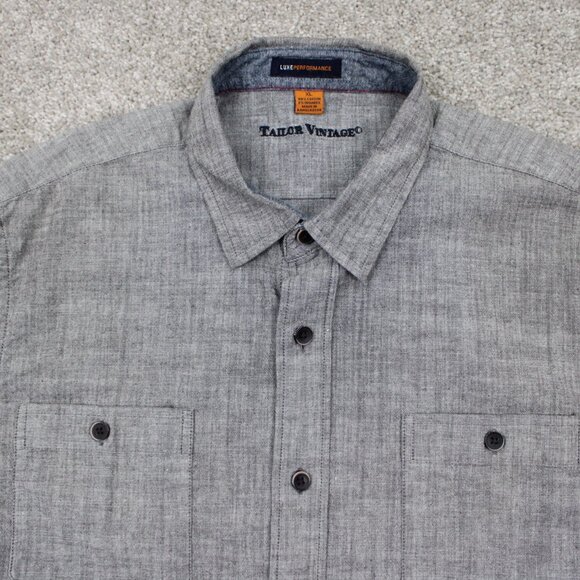Tailor Vintage Luxe Performance Shirt Adult XL Gray Long Sleeve Stretch Button - Picture 5 of 10
